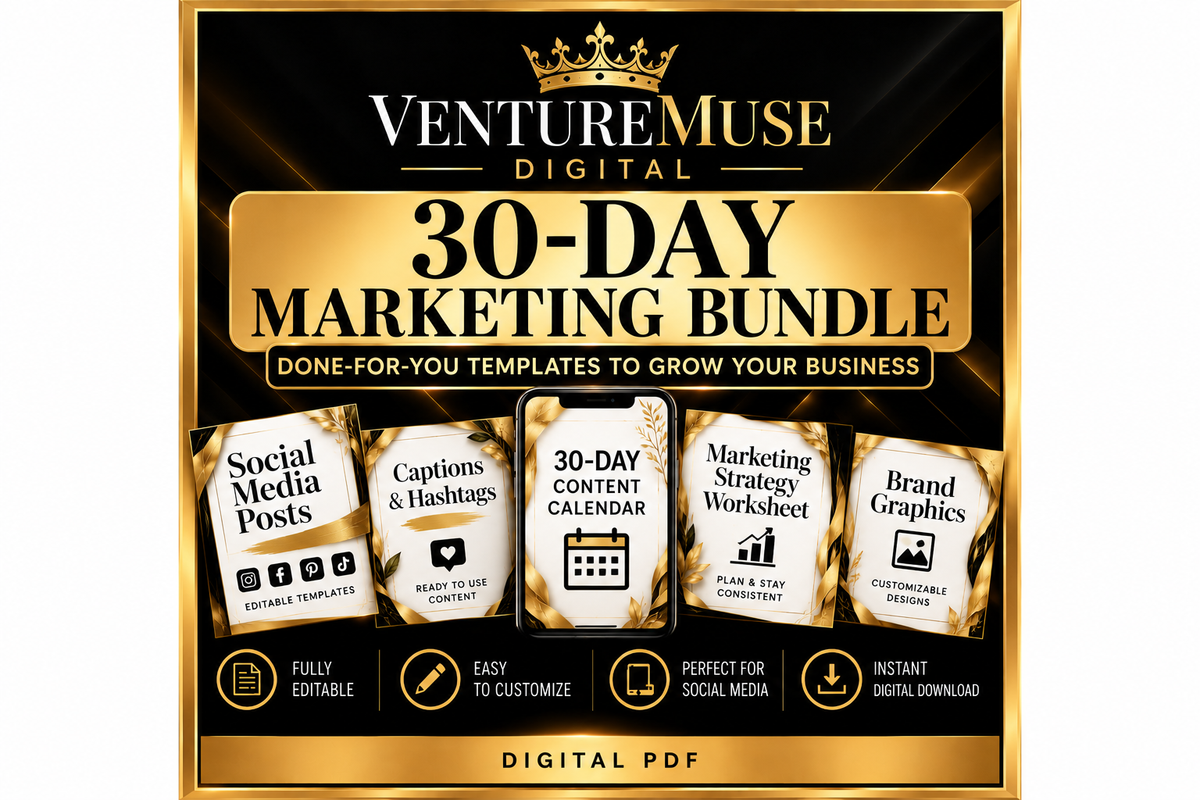 VentureMuse Digital 30-Day Marketing Bundle digital PDF